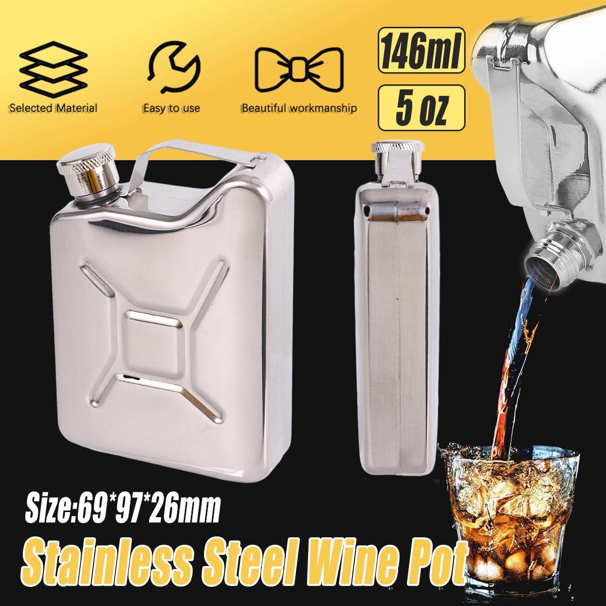 V528-PORTABLE-WINE-POT-388836-202509251235-00 146ml Portable Outdoor Camping Oil Can Thick Stainless Steel Fuel Bottle Flask - Image 1
