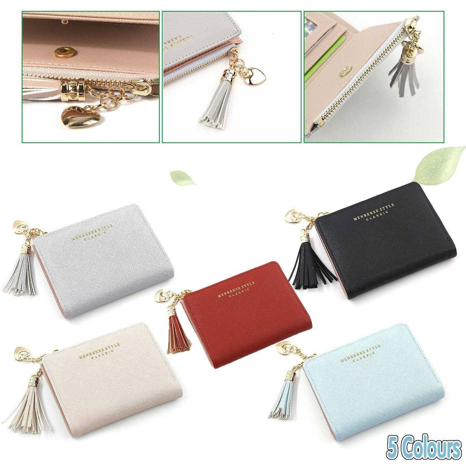 V528-PURSE-RED-6014899-202509251410-00 Women Wallet Short Small Coin Purse Ladies Folding Card Card Holder Leather Au - Red - Image 1