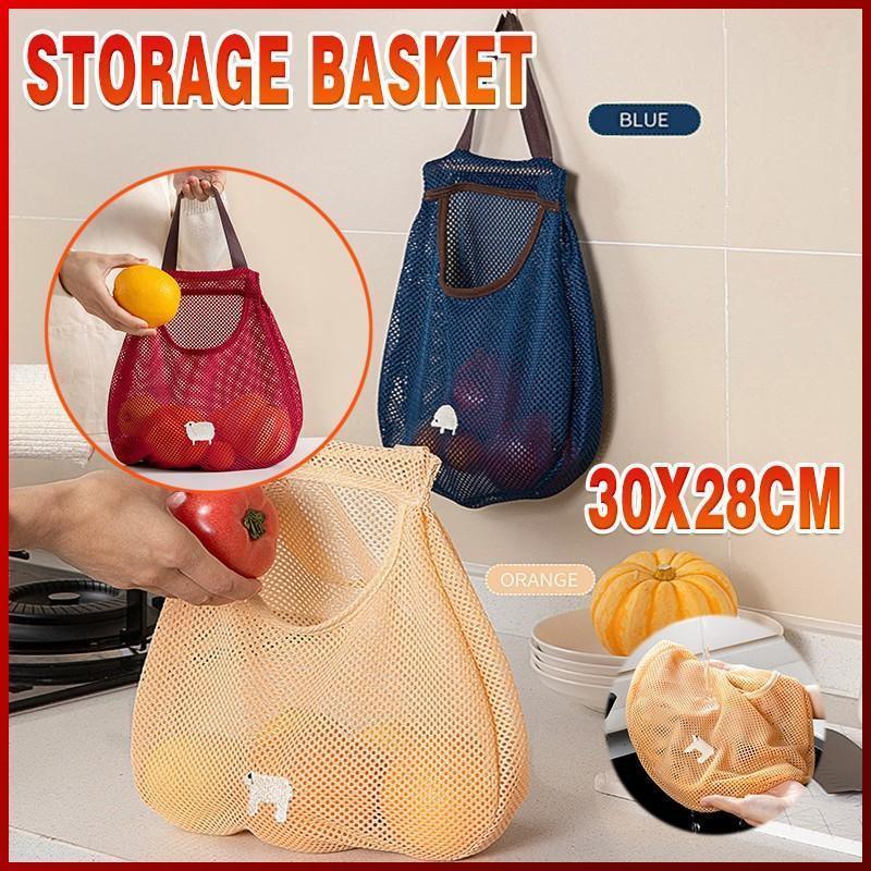V528-PY0329-DARKBLUE-768698-202509301645-00 Vegetable Onion Potato Hanging Bag Kitchen Garlic Ginger Mesh Storage Bag - Dark Blue - Image 1