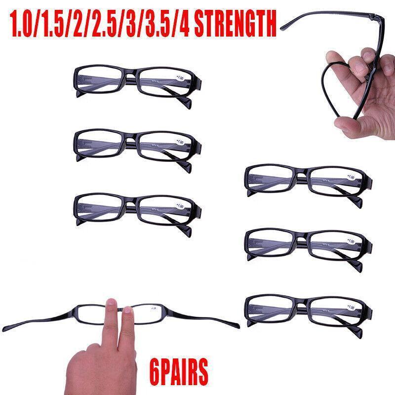 V528-READINGGLASSE-6PAIRS-1-612085-202509302054-00 6 Pairs Mens Ladies Wayfarer Frame Magnifying Reading Glasses Au - +1.00 - Image 1