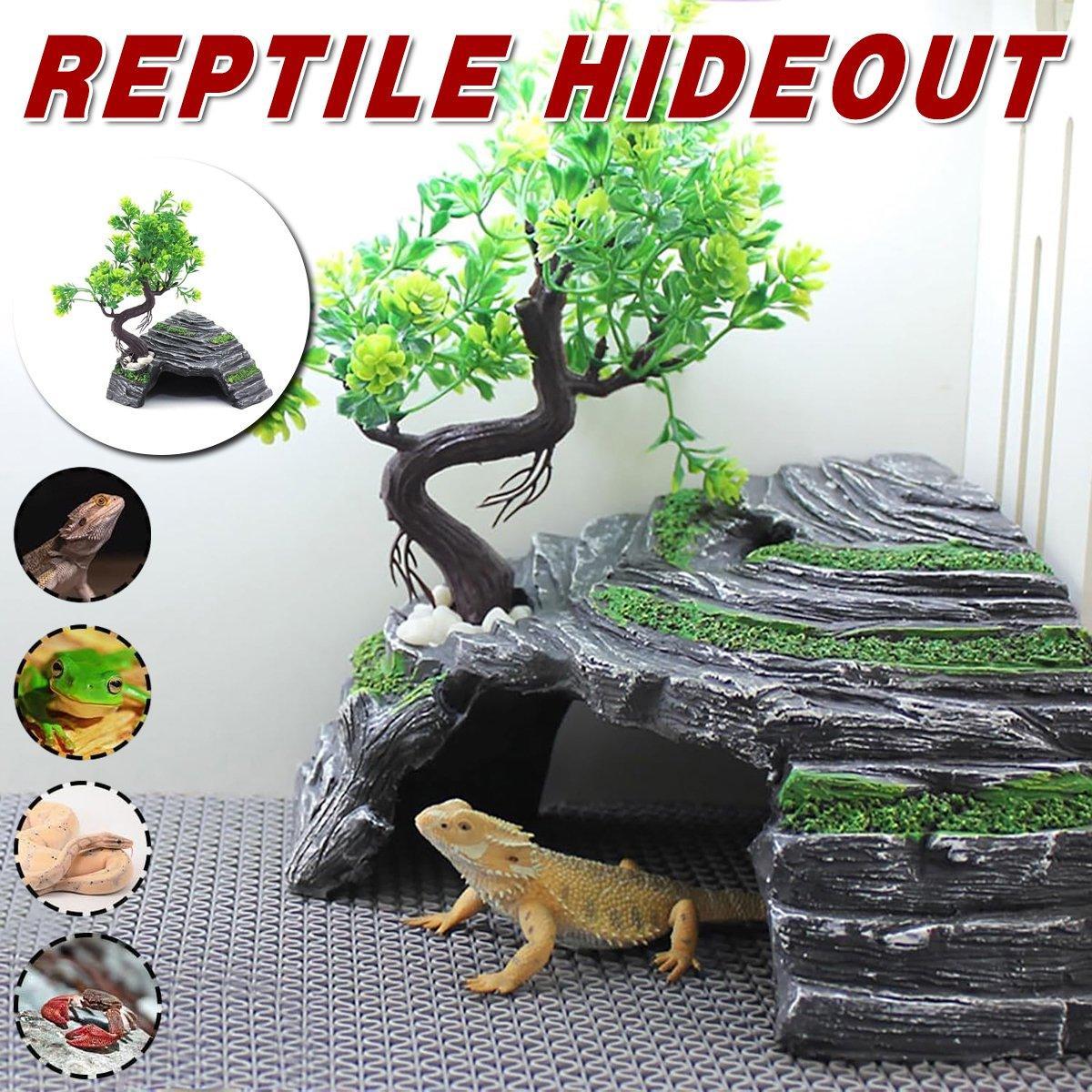 V528-REPTILE-CAVE-815528-202509251046-00 Reptile Hide House Nest Cave Sundeck Shelter for Pets Lizard Snake Habitat - Image 1