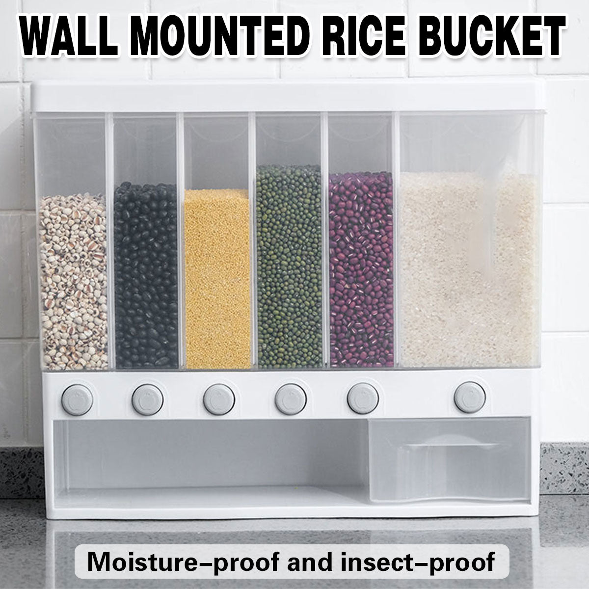 V528-RICE-BUCKET-291100-202509251116-00 Wall-mounted Automatic Rice Dispenser Sealed Grain Plastic Storage Tank Grain - Image 1