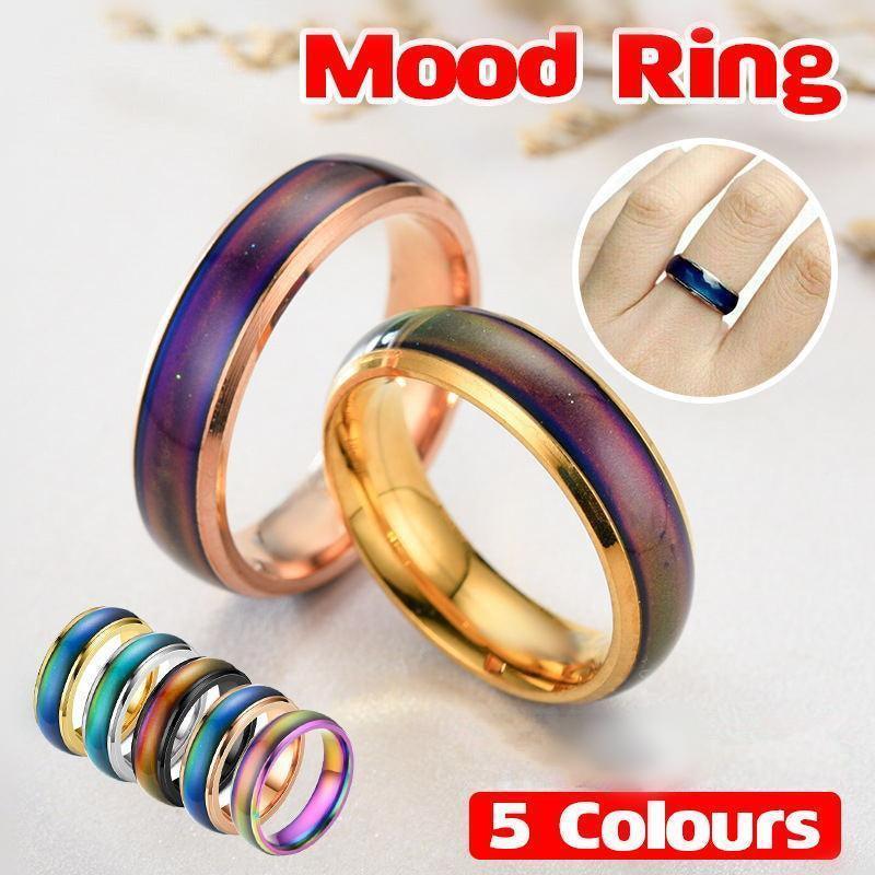 V528-RINGS-ROSEGOLD-8-555931-202510010827-00 Mood Colour Changing Ring Temperature Sensitive Stainless Steel US Size 8 - Rose Gold - Image 1