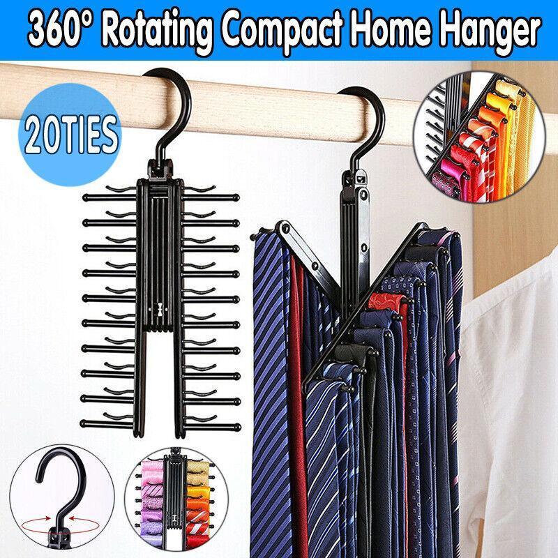 V528-ROTATINGHOLDER-446088-202509291800-00 360 Degree Rotating Tie Hanger with 20 Hooks for Closet Scarves Belts Organisation - Image 1