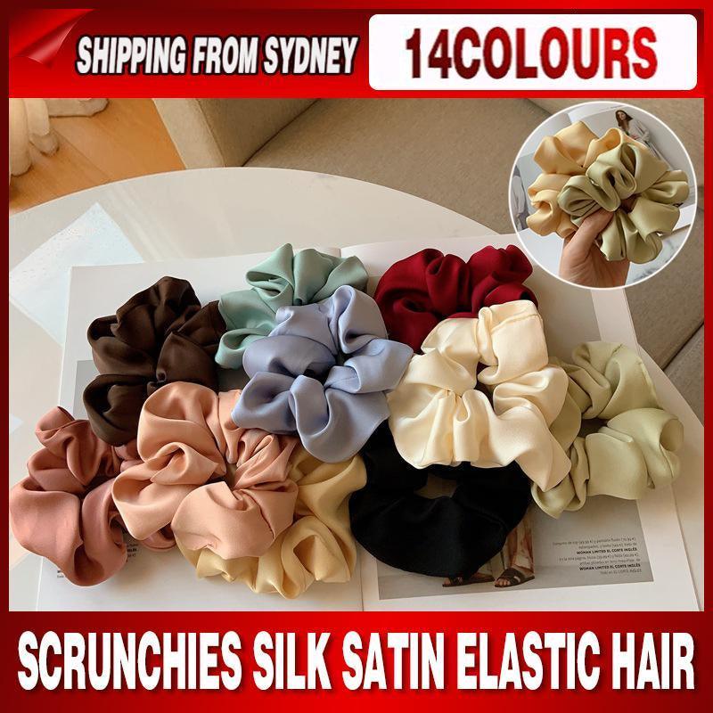 V528-SATINHAIRTIE-DARKBROWN-382645-202509302100-00 Large Scrunchies Silk Satin Elastic Hair Hair Bands Rope Hair Tie Ponytail Accessory - Dark Brown - Image 1