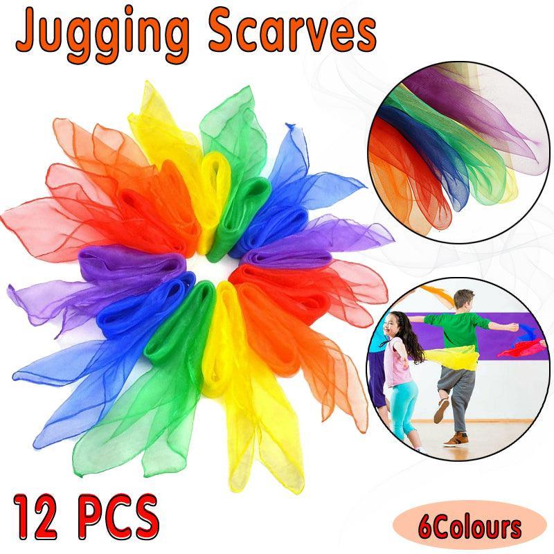 V528-SCARF-12PCS-464532-202509251220-00 12Pcs Gradient Juggling Silk Dance Magic Tricks Dancing Props Scarves Chiffon Au - Image 1