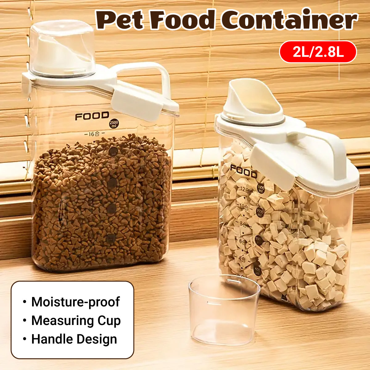 V528-SEALED-JAR-2800ML-149234-202510010045-00 2Sizes Portable Transparent Grain Storage Jar Cat Food Rice Snack Tea Container - 2800ML - Image 1