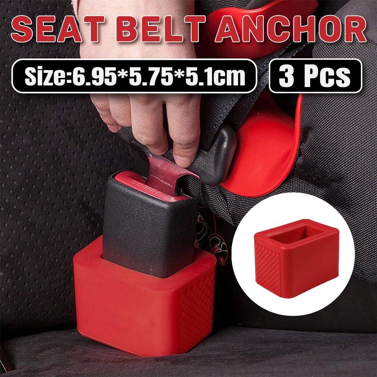 V528-SEAT-BELT-SLOT-3PCS-RED-351107-202509251140-00 3PCS Vehicle Buckle Insert Slot Lifter Silicone Spacer Block - Image 1