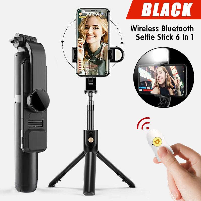 V528-SELFIESTICK-BLACK-786424-202509251436-00 Wireless Bluetooth Selfie Stick Tripod with Remote Control for Phones 6 in 1 - Image 1