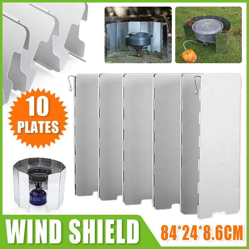 V528-SHIELDSCREENS-744979-202509251530-00 10 Plates Foldable Aluminum Camping Cooker Wind Shield for BBQ Stove - Image 1