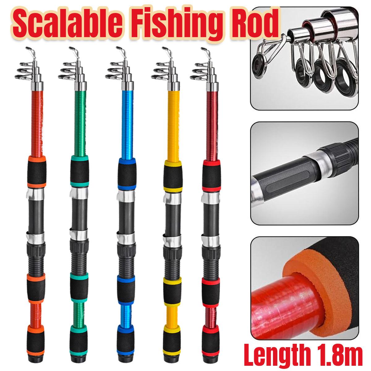 V528-SHORT-FISH-ROD-RED-461440-202510010437-00 Telescopic Fishing Rod Lightweight Portable Sea Casting Rod Durable Glass Steel - Red - Image 1