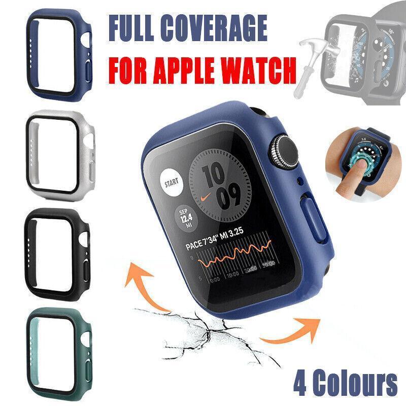 V528-SHOUBIAO-38MM-GREEN-954811-202509250936-00 For Apple Watch iWatch Series SE 6 5 4 3 2 1 Case Full Glass Cover 38mm - Green - Image 1