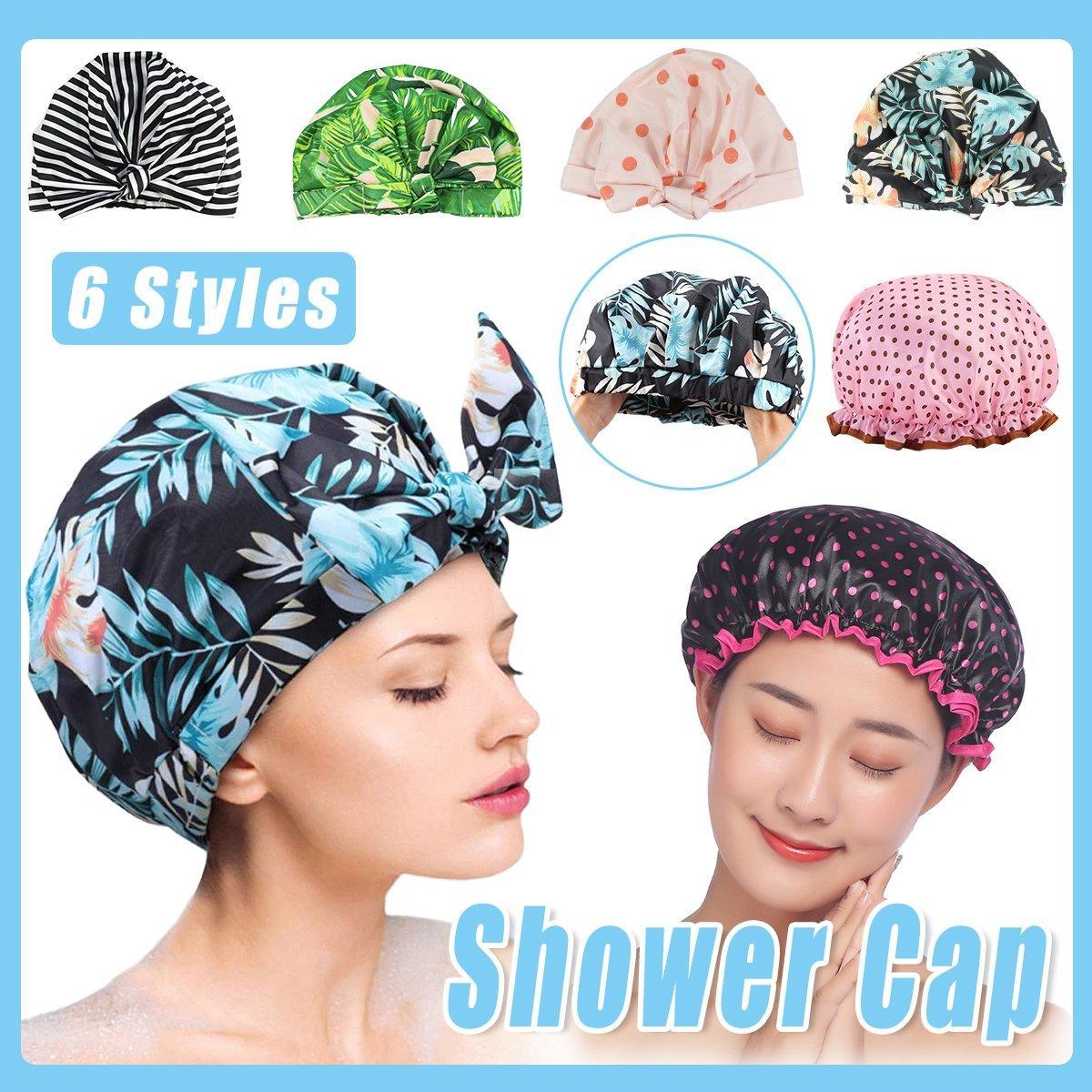 V528-SHOWER-CAP-STREAK-870259-202509301645-00 Woman Shower Cap Reusable Long Hair Large Turban Bathroom Waterproof Hair Cap - Streak - Image 1