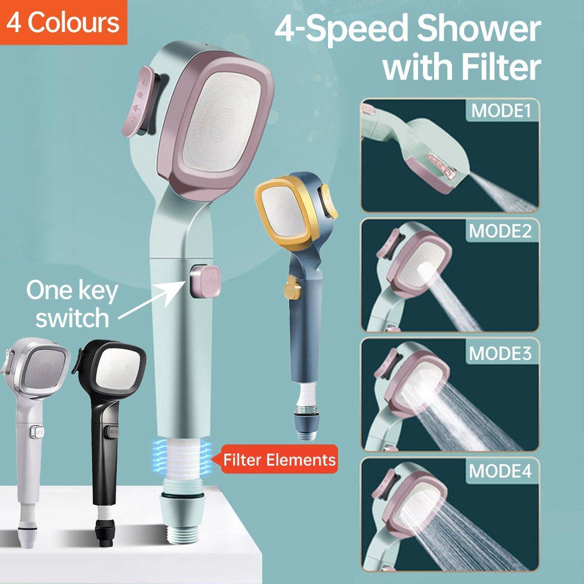 V528-SHOWER-HEAD-BLACK-530103-202510010818-00 High Pressure Handheld Shower Head with Filter for Bathroom Water Saving Spray - Black - Image 1