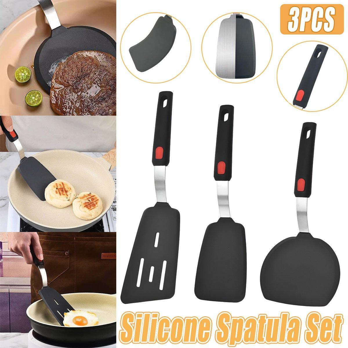 V528-SILICONE-COOKWARE-3PCS-361131-202509291618-00 3PCS Silicone Spatula Kitchenware Silicone Cooking Spatula Kitchen Tool Set - Image 1