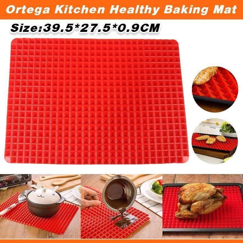 V528-SILICONEPAD-RED-15859-202509291518-00 Tray Oven Pan Baking Mat Mould Sheet Liner Non-Stick Silicone Cook Pyramid - Image 1