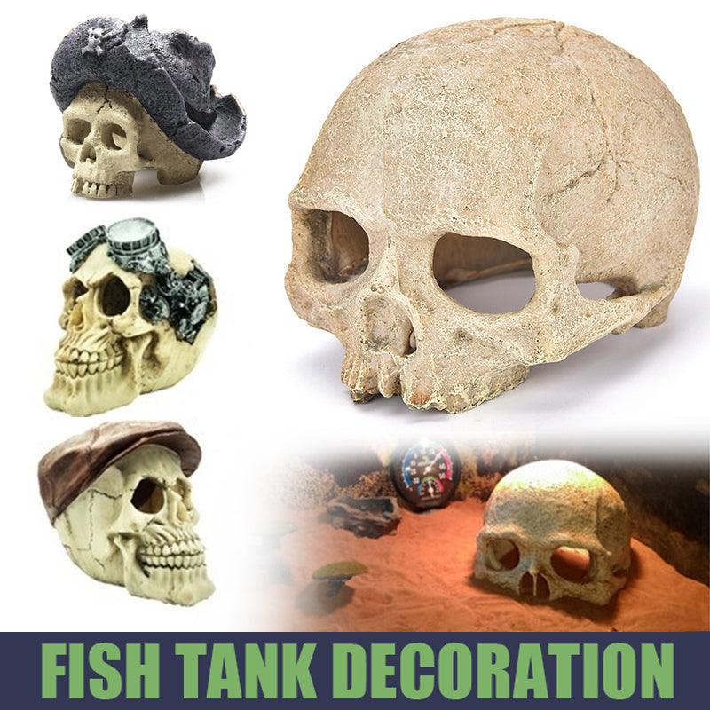 V528-SIMULATIONSKULL-HAT-224269-202510010727-00 Artificial Fake Skull Head Bone Aquarium Ornament Fish Tank Decoration - Hat - Image 1