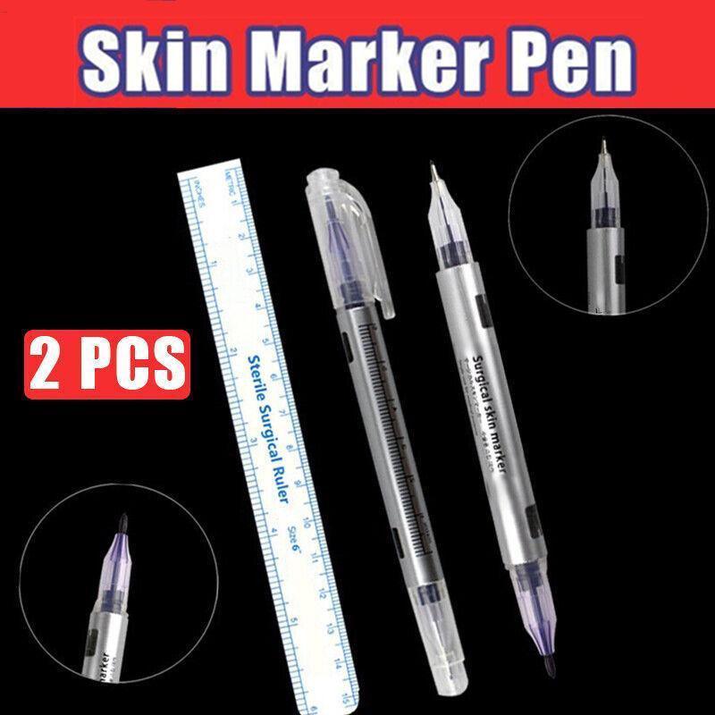 V528-SKINMARKERPEN-2PCS-459972-202509251341-00 Microblading Tattoo Eyebrow Surgical Skin Marker Pen Ruler Tattoo Piercing 2Pcs - Image 1