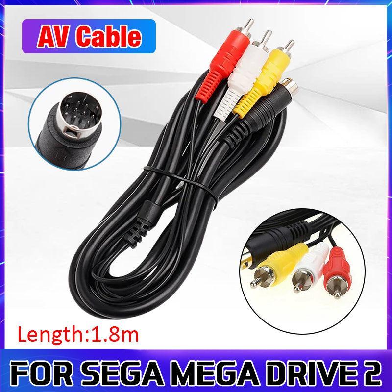 V528-SM00464-SJED-1-8M-293912-202509251603-00 TV AV RCA Audio Video Cable Lead Cord Adapter for SEGA Mega Drive 2 3 Console - Image 1