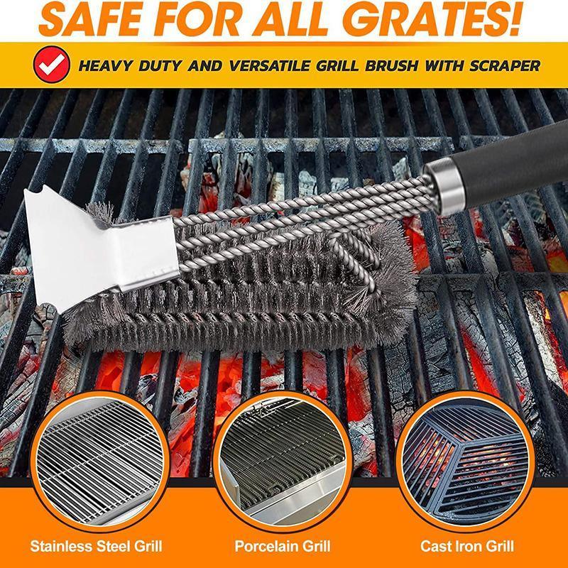 V528-SM00610-S01-969229-202509251003-00 Grill Brush and Scraper 18 Inch Stainless Steel Barbecue Cleaning Brush Wire Bri - Image 1