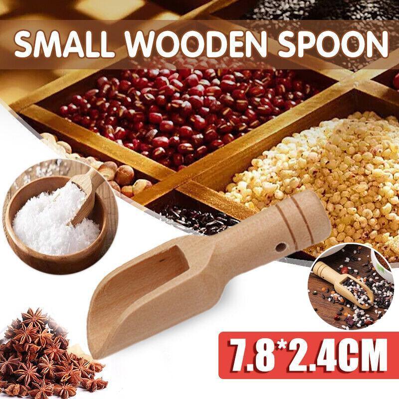 V528-SMALLSALTSPOON-10PCS-91455-202509302100-00 1/2/4/10 Pcs Mini Wooden Scoop Kitchen Spoon for Salt Sugar & Coffee - 10PCS - Image 1