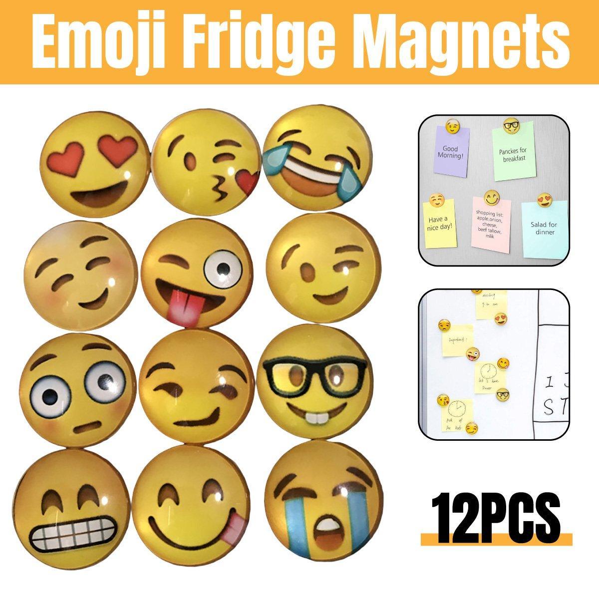 V528-SMILEY-FACE-12PCS-526827-202509291545-00 12pcs Cartoon Emoji Fridge Magnets Decorative Kitchen Refrigerator Magnets Set - Image 1