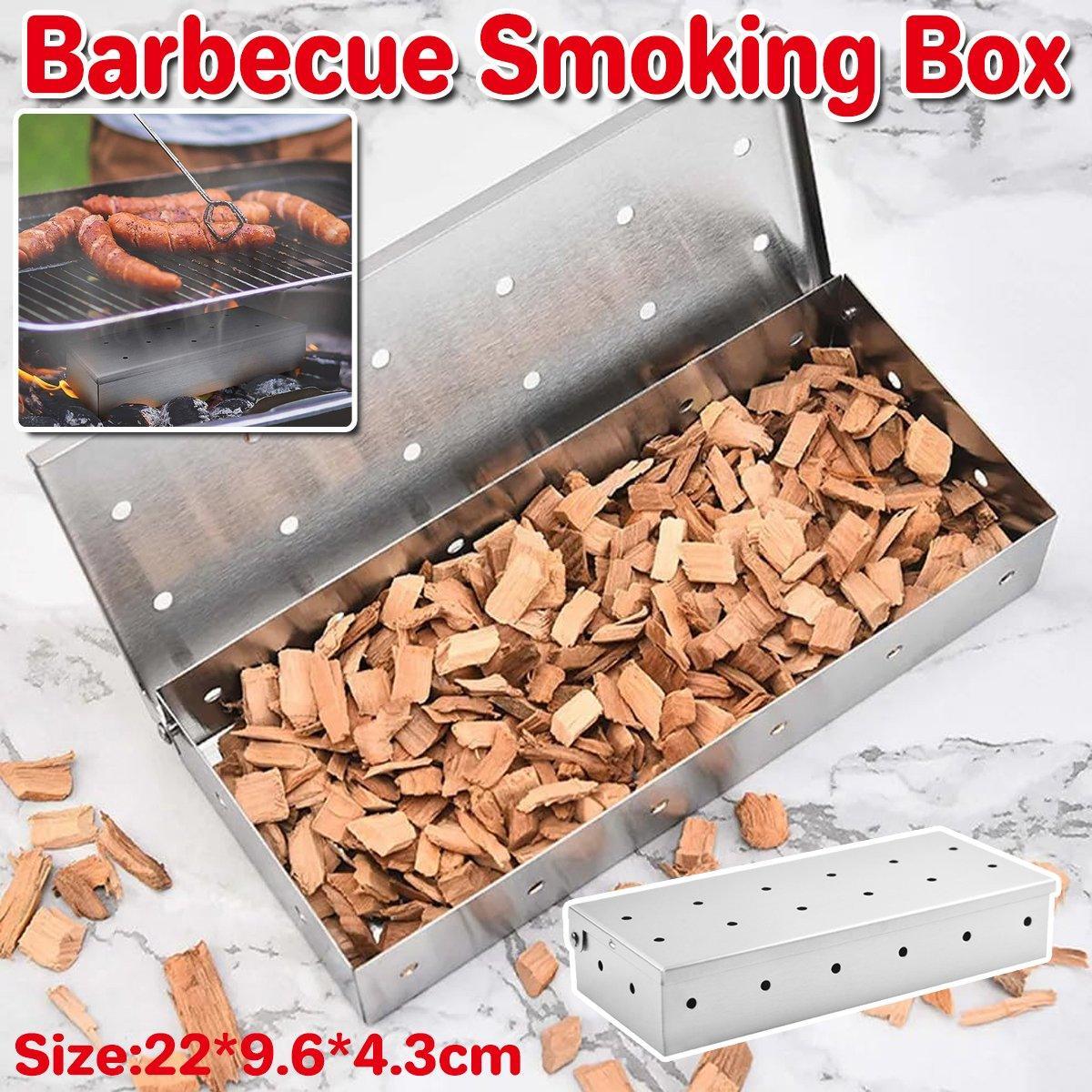 V528-SMOKER-BOX-539520-202509251626-00 Stainless Steel Smoke Box Barbecue BBQ Smoking Wood Chip Smoker Grill Tool Box - Image 1