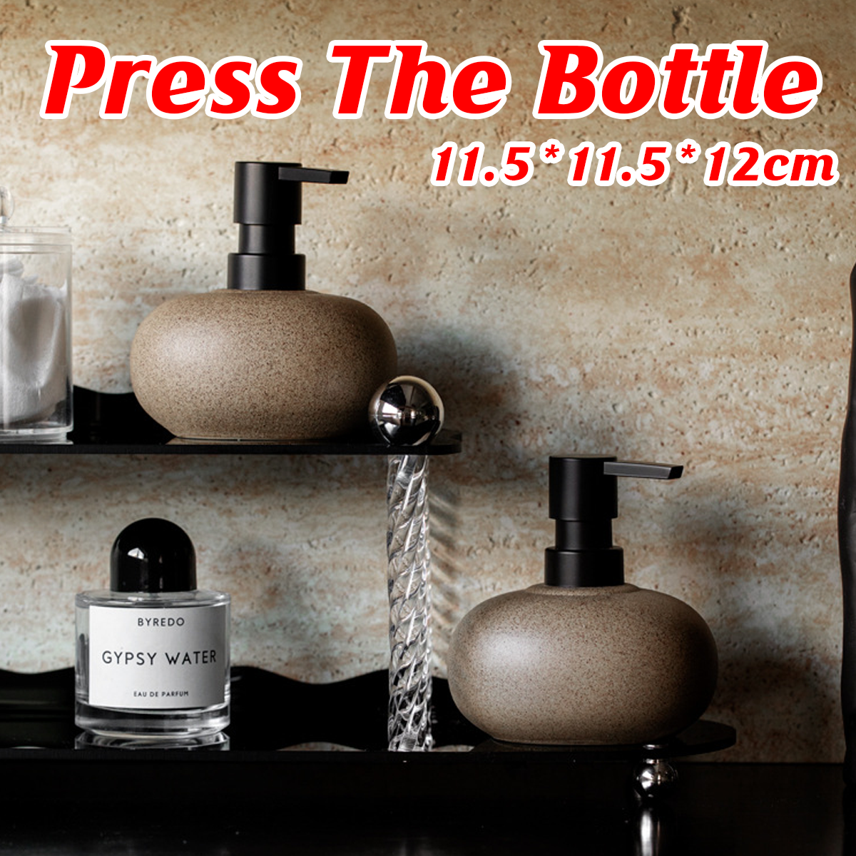 V528-SOAP-DISPENSER-300ML-515868-202509251541-00 Reusable Ceramic Pump Bottle For Shampoo Lotion Soap Conditioner Travel Set - Image 1
