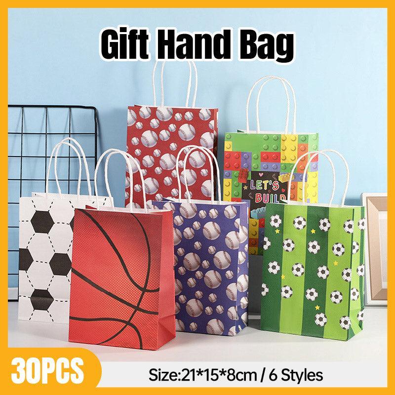 V528-SOCCER-30PCS-985701-202510010027-00 30PCS Fashion Ball Kraft Paper Gift Bag Festivals gift tote bag Party Favor Bag - Soccer-30pcs - Image 1