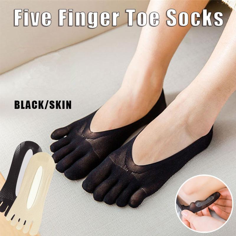 V528-SOCKS-BLACK-1PAIR-815378-202509302236-00 Five Finger Toe Socks Women Invisible Ankle Cut No Show Liner Low Cut Packs - Black 1 Pair - Image 1