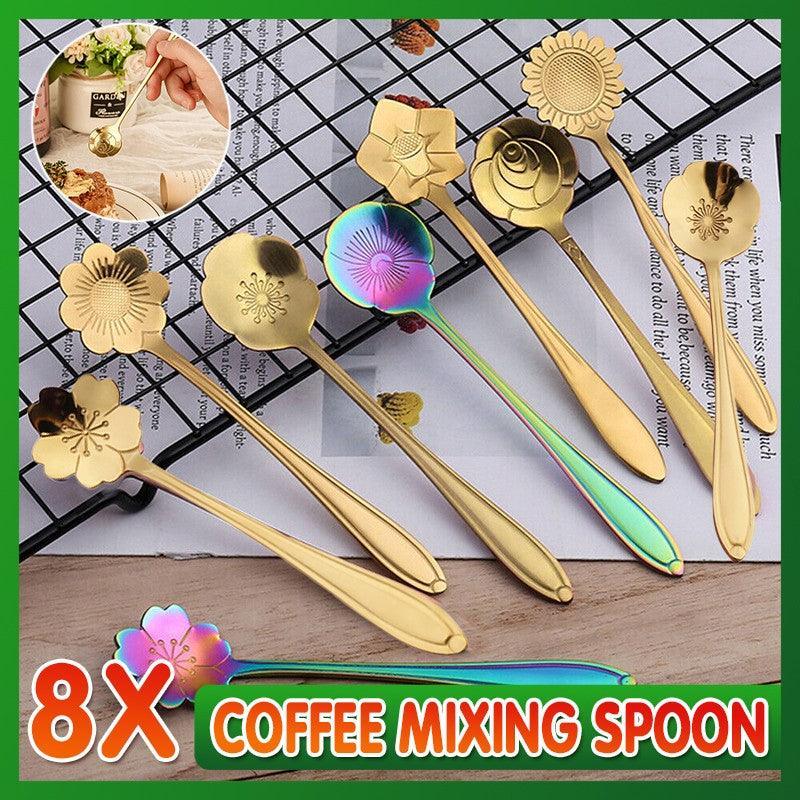 V528-SPOON-RAINBOW-8PCS-15260-202509291718-00 8X Spoon Long Handle Dessert Tea Coffee Mixing Spoon Stainless Steel Teaspoon - Rainbow - Image 1