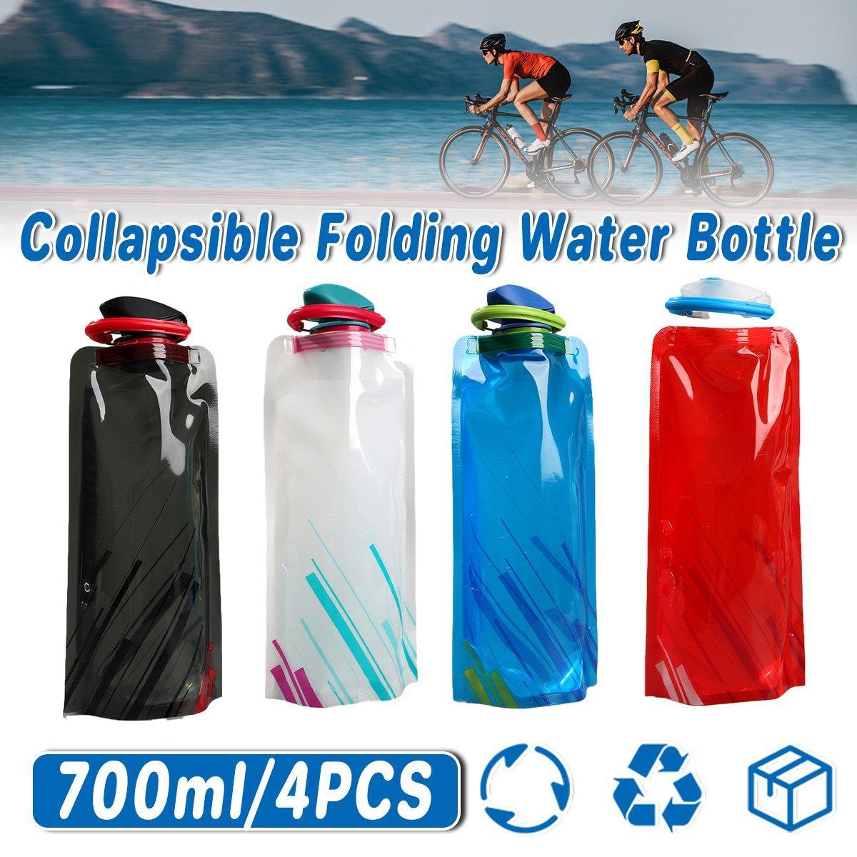 V528-SPORTS-WATER-BOTTLE-4PCS-550432-202509291545-00 4PCS Portable 700ML Folding Water Storage Bag PE for Riding Sports Hiking Kettle - Image 1