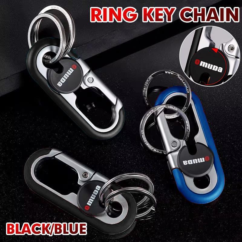 V528-SQ00075-BLUE-621815-202509301727-00 Keychains Fashion Men's Stainless Steel Ring Creative Metal Car Accessory Gift - Blue - Image 1