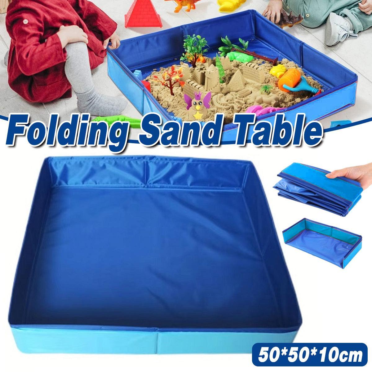 V528-SQUARE-SAND-TABLE-BLUE-382256-202509251402-00 Folding Square Sand Table Portable Play Tray for Indoor Outdoor Use with Beach Toys - Image 1