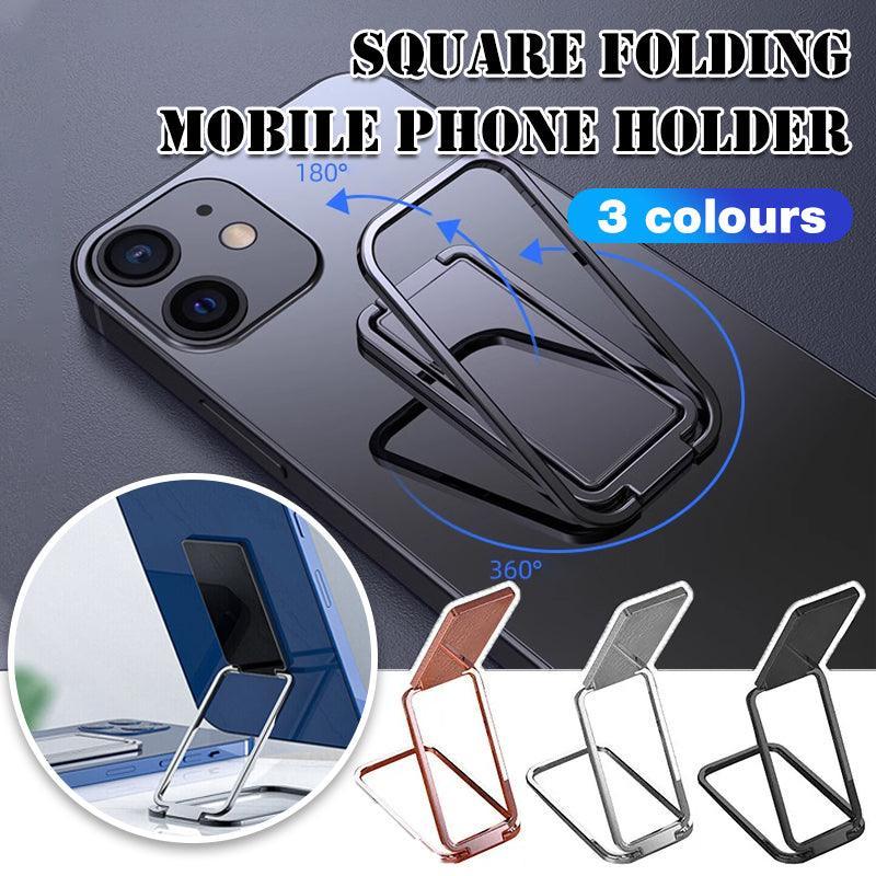 V528-SQUARESET-BLACK-865214-202509251521-00 Portable Multifunctional Folding Metal Mobile Phone Holder Bracket Desktop Stand - Black - Image 1