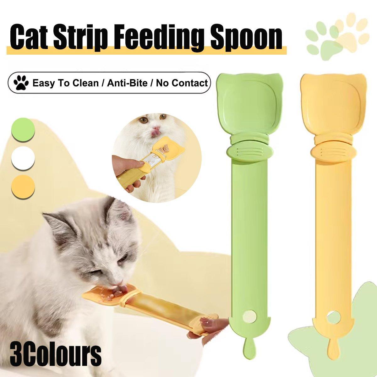 V528-SQUEEZING-SPOON-GREEN-797607-202509301218-00 Cat Strip Scoop Squeezer Feeder Snack Spoon Easy Cat Feeding Treats - Green - Image 1
