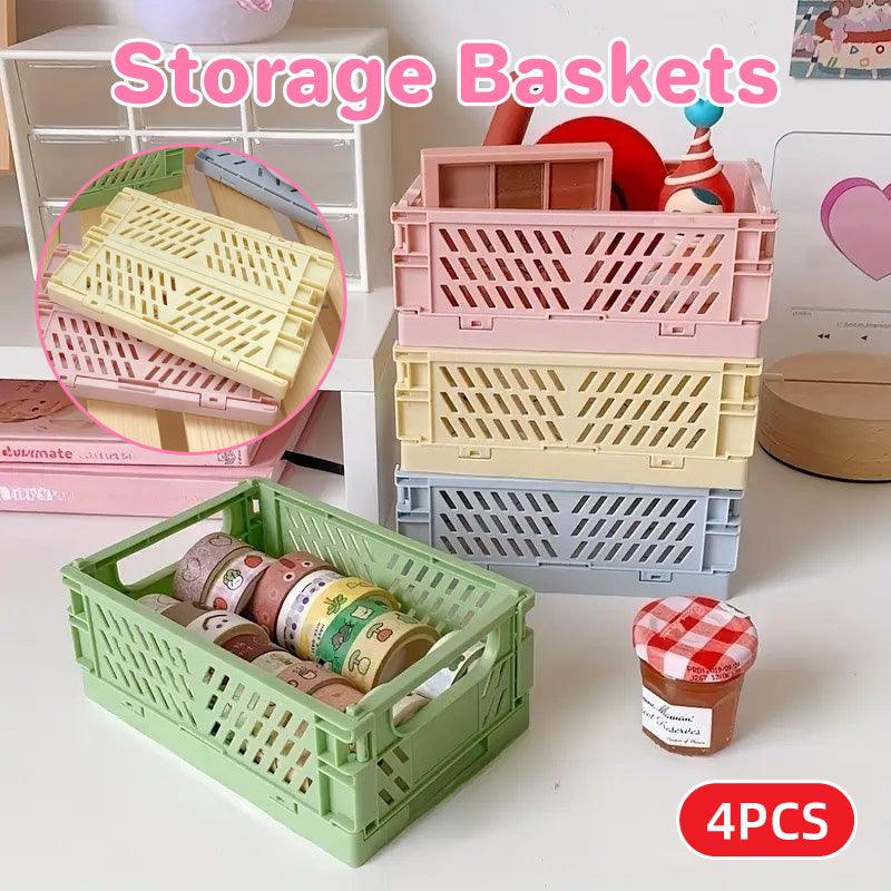 V528-STORAGE-4PCS-252973-202509251010-00 4PCS Collapsible Plastic Storage Box Desktop Organizer Basket Storage Container - Image 1