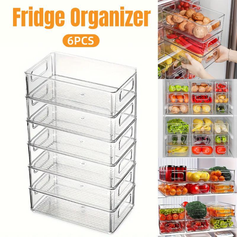 V528-STORAGE-6PCS-689100-202509251530-00 6pcs Transparent Fridge Organizer Storage Box for Kitchen and Food Organization - Image 1