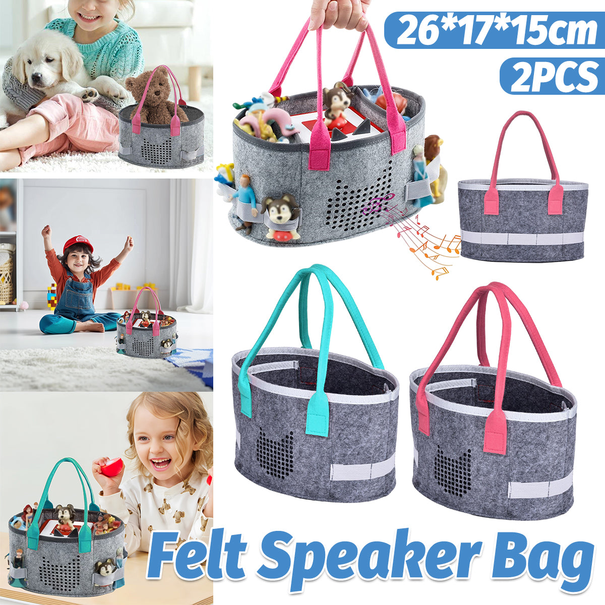 V528-STORAGE-BAG-2PCS-244521-202509251040-00 2pcs Doll Storage Organization Bag Felt Handbag Kids Toy Organizer Storage - Image 1