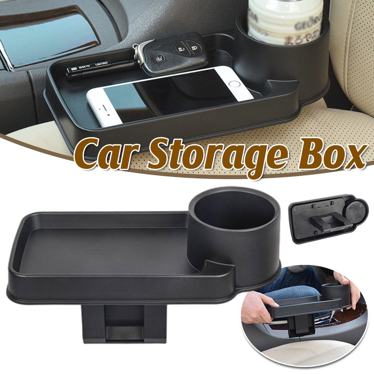V528-STORAGE-BOX-BLACK-774654-202509251325-00 Car Storage Box Clip In Cup Holder Multifunctional Vehicle Seat Side Organizer - Image 1