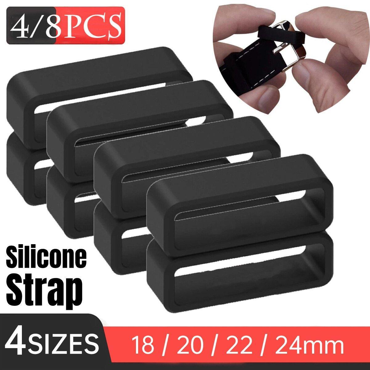 V528-STRAP-CLASP-18MM-4PCS-365206-202510010901-00 4/8pcs Watch Silicone Gel Ring Bracelet Rubber Bands for Men Women Fashion - 18mm-4pcs - Image 1