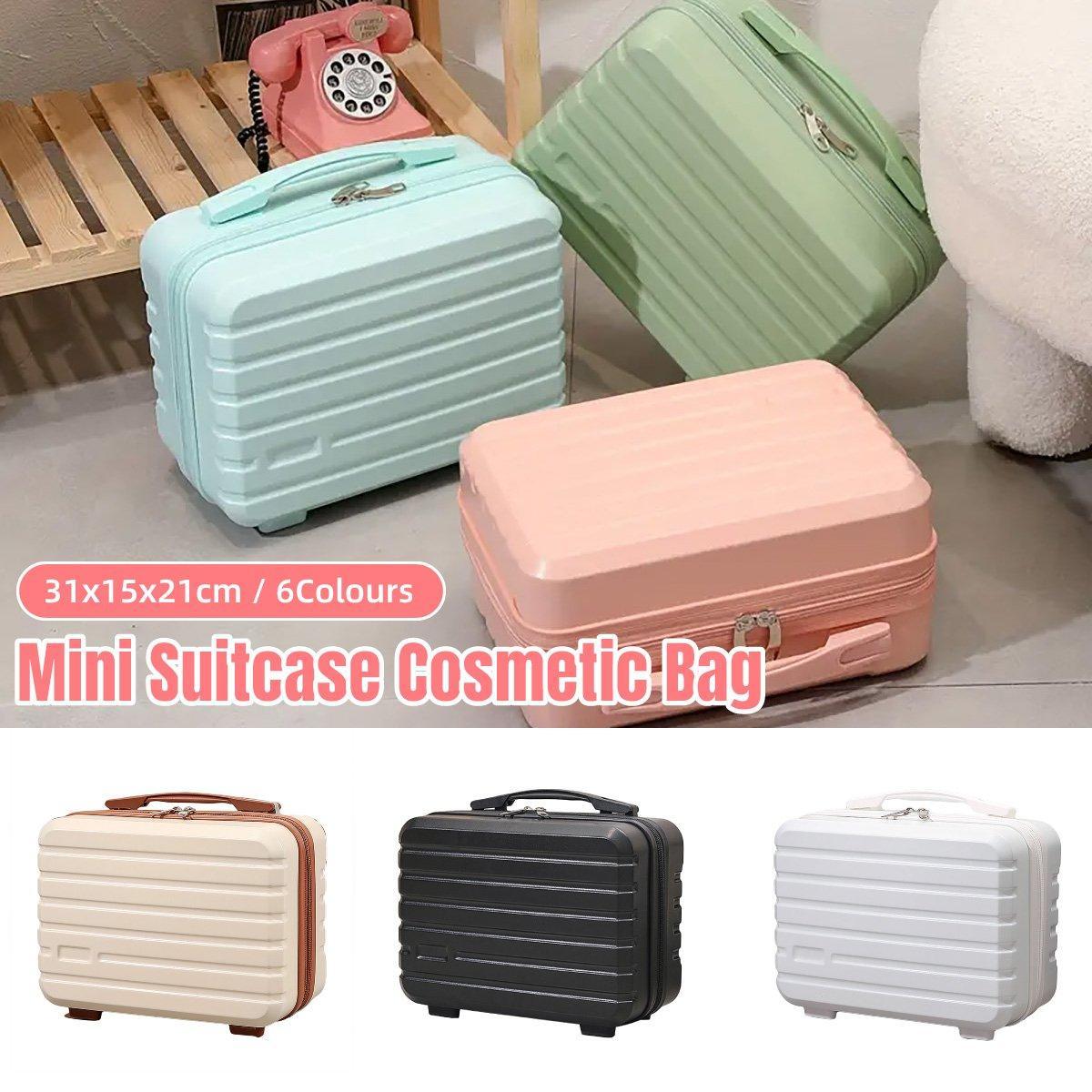 V528-SUITCASE-1-WHITE-335930-202509190935-00 Portable 14 Inch Suitcase Mini Small Travel Storage Hand Gift Box - White - Image 1