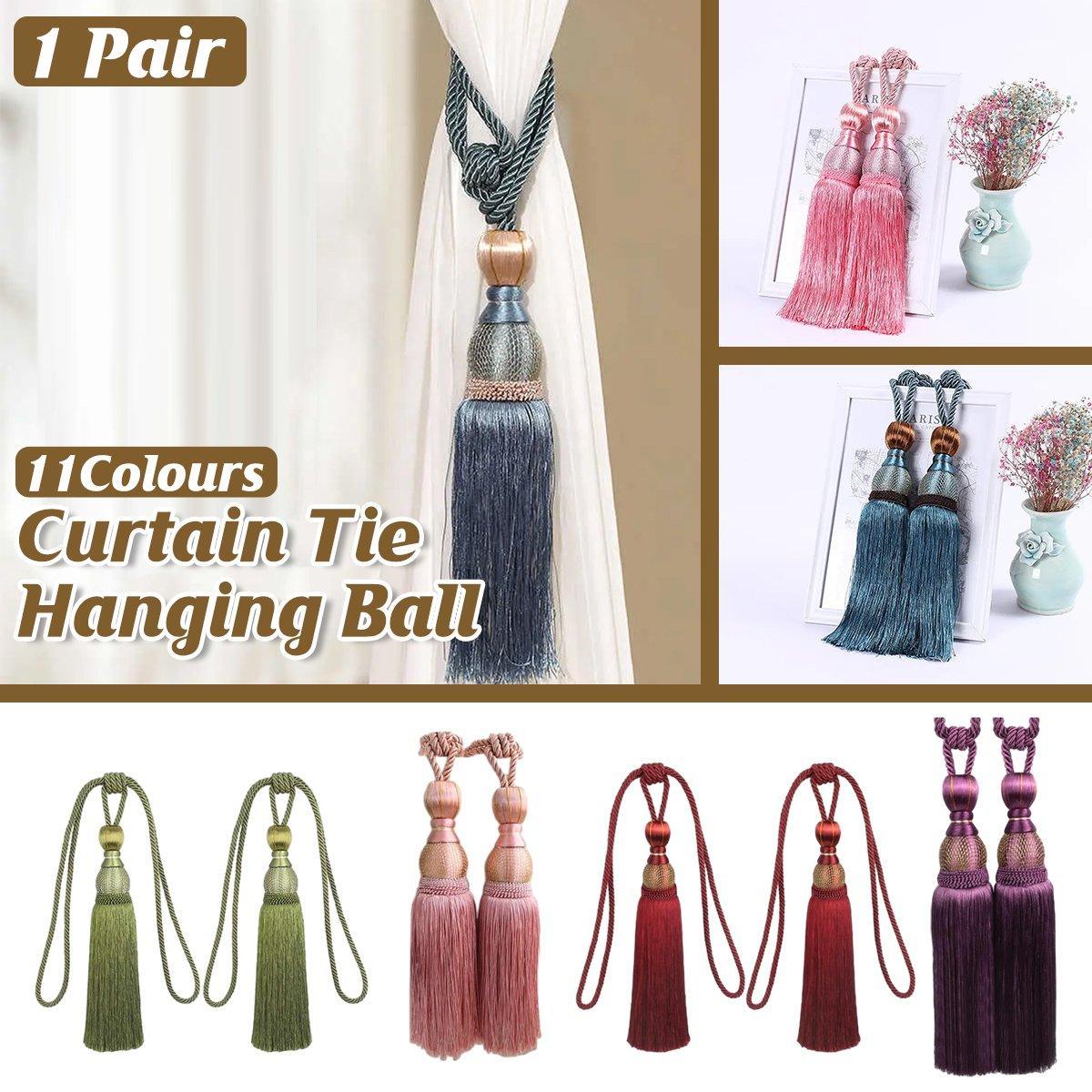 V528-TASSELBALL-2PCS-RUBBERPOWDER-592654-202510011027-00 1pair Curtain Tiebacks Hanging Balls Tassel Rope Decorative Curtain Holders - Mauve Pink - Image 1