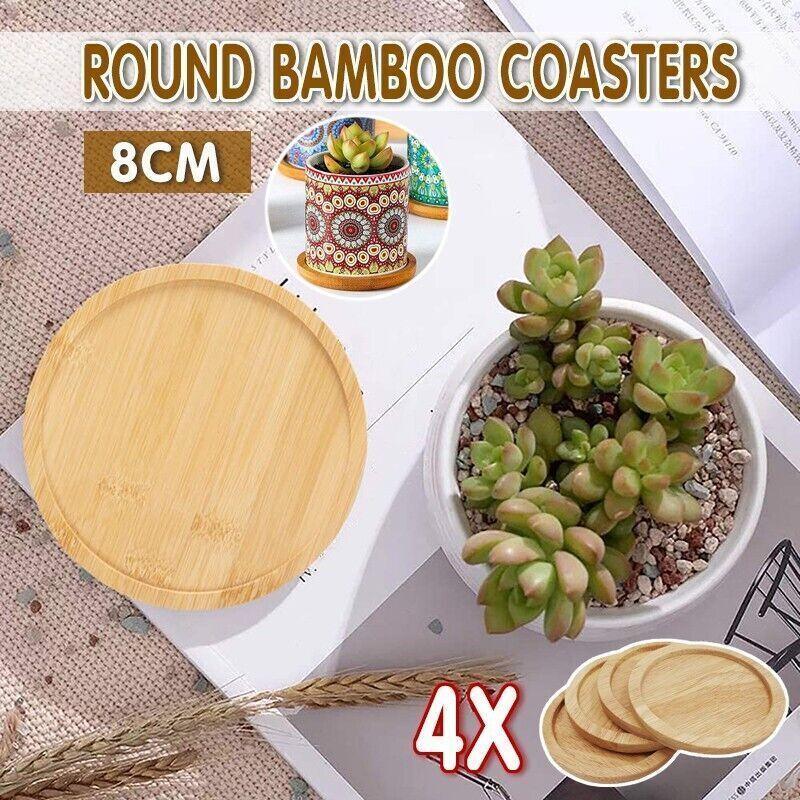 V528-TEAHOLDER-4PCS-205526-202509251015-00 4x Round Bamboo Wooden Coaster Tea Coffee Drink Holders Pallet Beverage Mat Pad - Image 1