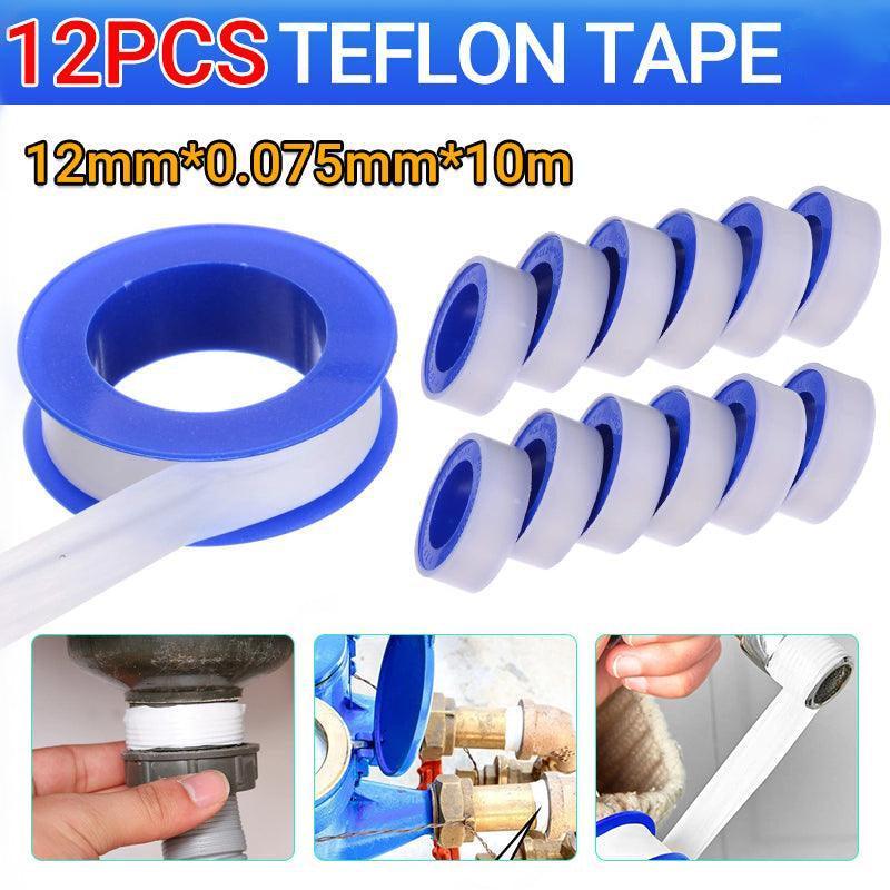 V528-TEFLONTAPE-12PCS-360252-202509251630-00 12X Teflon Tape 12mmx10m White Thread Plumbing Tape Plumbers Sealing Water - Image 1