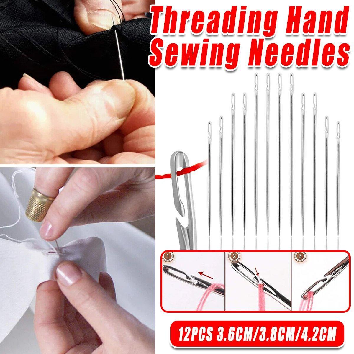 V528-THE-NEEDLE-CKK-12PCS-403592-202509250936-00 12PCS Easy Self Threading Hand Sewing Needles Assorted Sizes for DIY Stitching - Image 1