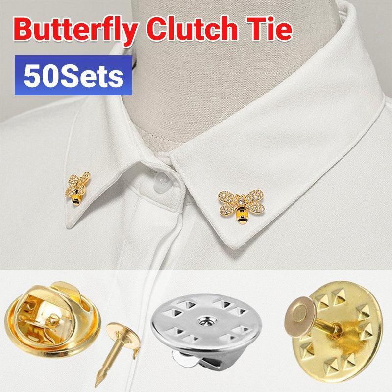 V528-TIETACKS-GOLD-50SETS-879360-202509301309-00 50 Sets Butterfly Clutch Tie Tacks Pin Back Replacement With Blank Cuff Pins - Gold - Image 1