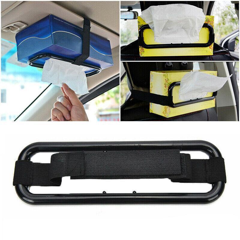 V528-TISSUEHOLDER-BLACK-739977-202509291846-00 Visor Back Seat Napkin Box Car Tissue Holder Auto Elastic Belt Sun Paper Rack Au - Image 1
