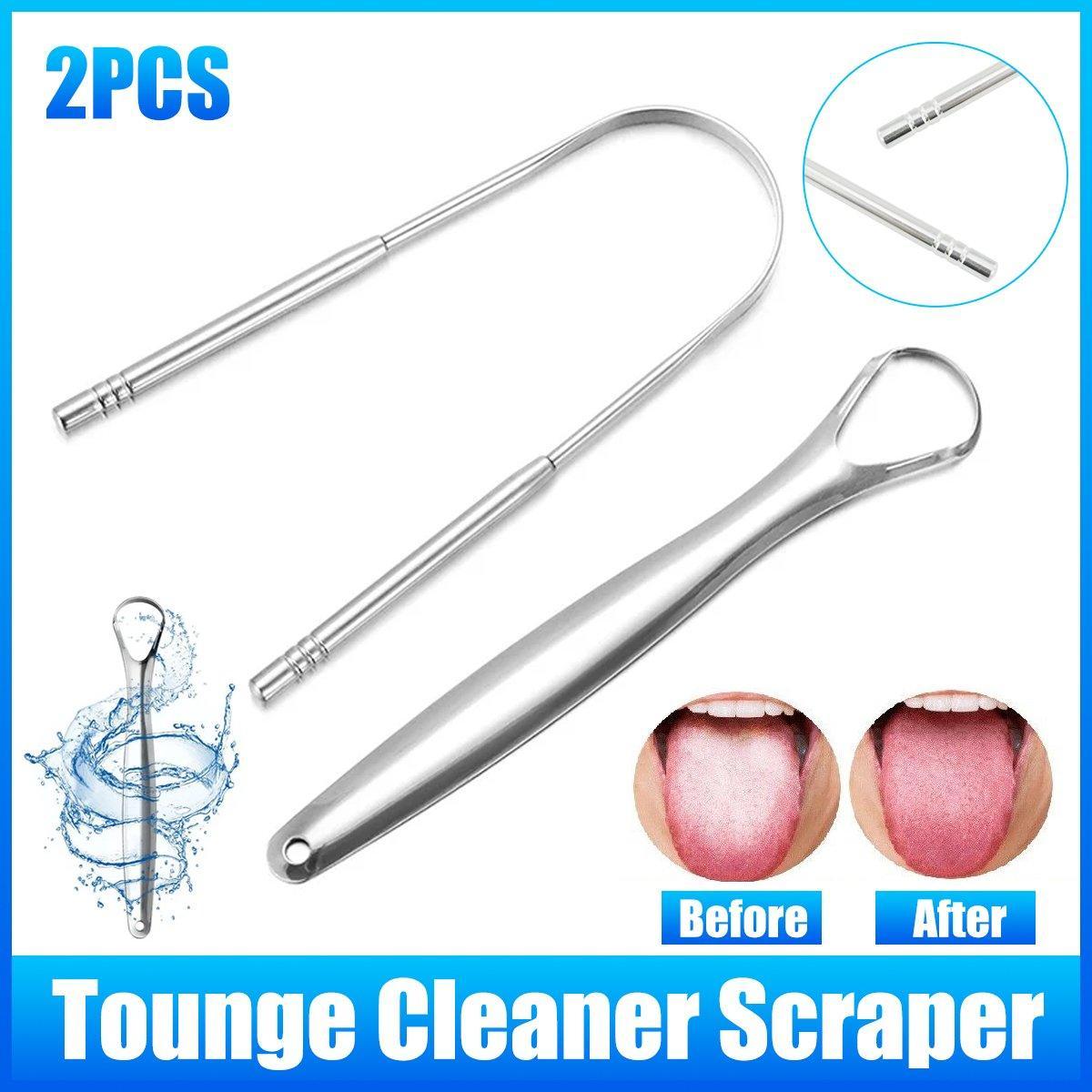 V528-TONGUE-SCRAPER-U-XKK-461539-202509251616-00 2pcs Stainless Steel Tongue Scraper Oral Tools Tongue Coating Cleaner Device - Image 1