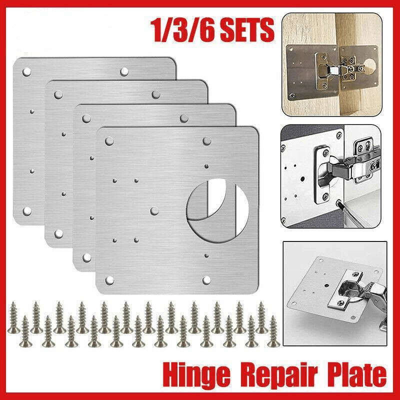 V528-TOOL-1SET-48520-202509251415-00 Hinge Repair Plate Rust Resistant Steel Furniture Cupboard Repair Mount Tool - 1SET - Image 1